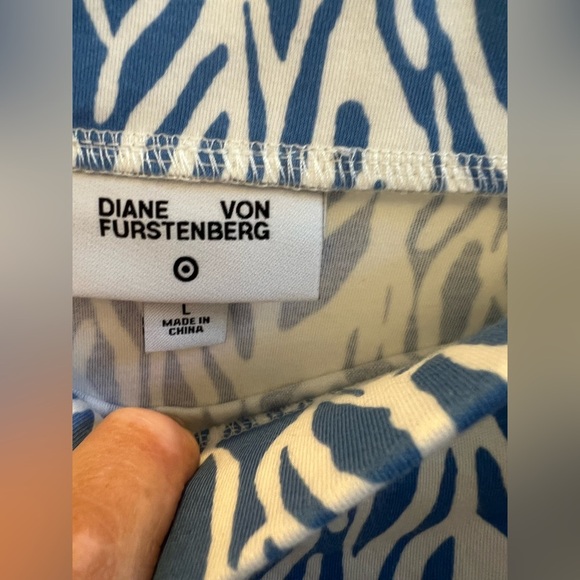 NWT new large DVF target ruched skirt blue & white Sea twig pattern Diane von - Picture 8 of 14
